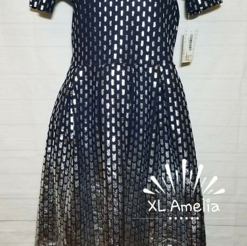 NAVY Blue & Silver Holiday Elegant Dress